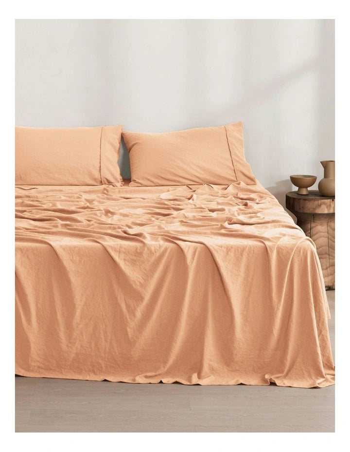 Peach Linen Bedding Set